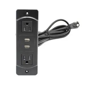 Tamper resistant Conference Recessed Power Strip Socket/Desktop Power Grommet Power Strip With 2-Outlet & 2 USB Ports