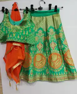 बनारसी रेशम Lehenga चोली विशेष अवसर Banarai बच्चों Lehenga/बच्चों भारतीय कपड़े lehenga चोली थोक मूल्य