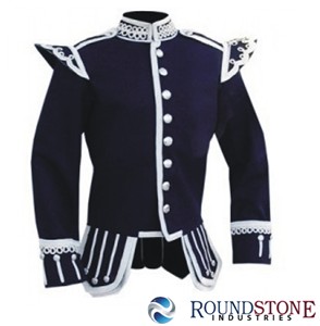 Veste doublette en laine Melton bleu marine écossais de STONE INDUSTRIES, tenue traditionnelle des Highlands pour uniforme de groupe musical - Product Image 2
