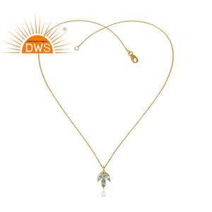 สีฟ้าบุษราคัมพลอยเครื่องประดับจี้โซ่925เงินสเตอร์ลิงใบฟินน์โซ่จี้สร้อยคอเครื่องประดับผู้ค้าส่ง - Product Image 2