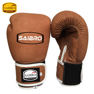 Gants de boxe professionnels de haute qualité en cuir synthétique PU en cuir de vachette marron de 12oz 16oz avec poignées de sport avec logo personnalisé - Product Image 4