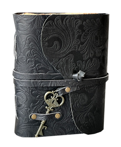 Cổ điển màu đen chính hãng Da ràng buộc Tạp Chí Antique Key với vườn hoa dập nổi máy tính xách tay chính tả cuốn sách của bóng tối grimoire cuốn sách - Product Image 4