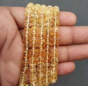 ลูกปัดสีเหลืองแร่อัญมณีสีเหลืองขนาด6.5-7มม. สำหรับเครื่องประดับแฮนด์เมด - Product Image 4