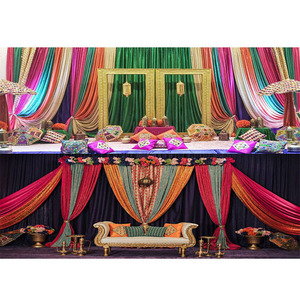 Boda Heena fiesta colorido telón de fondo cortinas boda india coloridos telones de fondo para la venta Punjabi Mehndi/Sangeet evento telones de fondo - Product Image 1