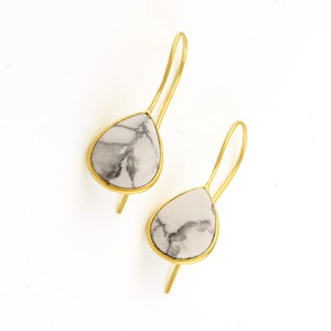Pendientes de Plata de Ley 925 con Howlite Chapada en Oro Blanco Natural de 18K Hechos a Mano en 2025, Joyería para Mujeres y Niñas - Product Image 2
