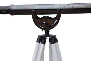 Grand grossissement 39 "télescope Galileo à baril unique Antique noir avec trépied en bois en cuir blanc décor à la maison - Product Image 2