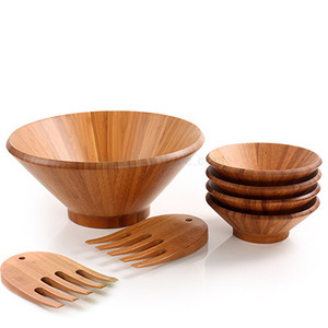 Natrual ชามไม้ขนาดพอเหมาะ,ชามไม้ใช้ในครัวชามไม้อะคาเซียพร้อมช้อนรูปทรงและลาเรเดียและเล็กตามสั่ง - Product Image 1