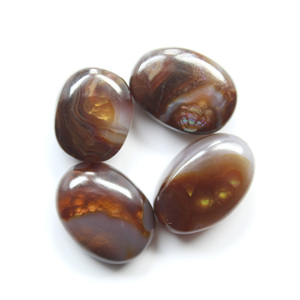 Lote de 4 Cabujones de Ágata de Fuego Mexicana Natural de Grado AAA, Corte Ovalado Liso, de 13x10mm a 16x10mm, 35 Quilates, para Fabricación de Joyas - Product Image 1