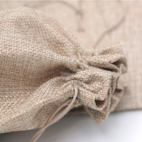 Pochette en coton/lin avec cordon, sac cadeau de Shopping, Style petite toile de Jute, bon marché, Logo personnalisé imprimé de haute qualité, nouveau pliable