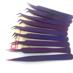 ชุดแหนบต่อขนตาพลาสม่าสีม่วงแบบมืออาชีพชุดแหนบแยกขนตาสแตนเลสอย่างยั่งยืน - Product Image 1