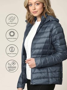 Chaqueta de cuello de piel sintética con capucha, chaqueta de burbuja con logotipo personalizado, 100% poliéster, novedad - Product Image 5