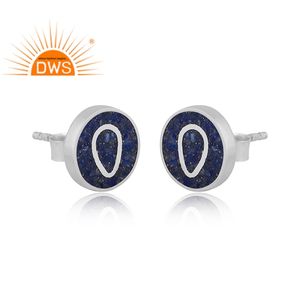 Boucles d'oreilles en argent sterling 925 avec pierre précieuse naturelle lapis-lazuli, bijoux pour femmes, cadeau pour elle, bijoux indiens faits à la main - Product Image 2