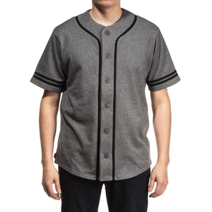 Maillot de baseball pour homme à manches courtes, boutonné, gris uni, en polyester, coupe classique, pour toutes les saisons - Product Image 1