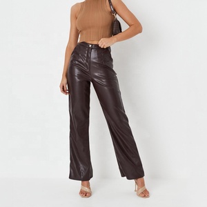 Vente en gros de pantalons droits pour femmes pantalons en faux <span class=keywords><strong>cuir</strong></span> Pu de haute qualité - Product Image 1