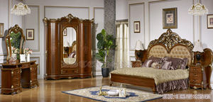 Lit en teck massif moderne avec tabourets latéraux, lit en teck finition noire avec tables de chevet, ensemble de meubles de chambre à coucher en teck - Product Image 2