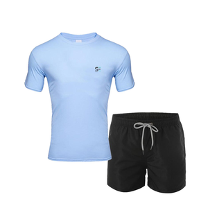 Ensemble deux pièces pour homme, survêtement de couleur unie, sweat à capuche et short, meilleures ventes, été - Product Image 2