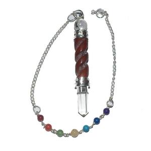 Jaspe rouge 7 Chakra spirale pendules 3 pièces cristal pierres précieuses sculptures Feng Shui amour Style pour la décoration de la maison sculpture gravures - Product Image 1