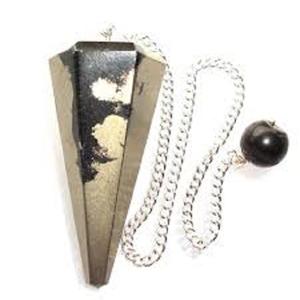 Pendule Chakra en pierres précieuses Pyrite de cristaux naturels, 1 pièce, pierre précieuse, pour la radiesthésie, la guérison, le Reiki, vente en gros - Product Image 2