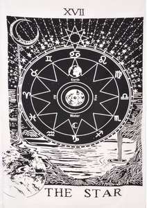 Tapiz de Pared de Algodón con Diseño de Mandala Psicodélico Bohemio Hippie Místico de Sol, Luna y Estrella Triple de Tarot, Blanco y Negro - Product Image 4