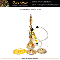 Ensemble de chicha en laiton de luxe égyptien avec inserts en argent véritable, personnalisable, édition limitée, fait main, gravé à la main en profondeur
