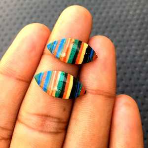 Natural <b>Rainbow</b> Calsilica Loose Gemstone Smooth Marquise Shape Colorful Flat Back Genuine Stone Cabochons - Product Image 2