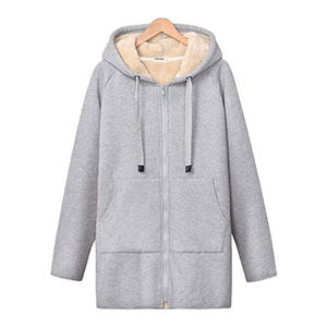 Womens Relaxed Fit Sweatshirt with Drop Shoulder Fluffy <b>Teddy</b> <b>Hoodie</b> for Women with Zipper Front - Product Image 1