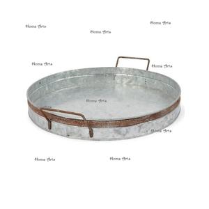 Superior Quality Tea Coffee Serving Tray In Galvanized <b>Chocolates</b> Tray With Rope Handles For Home Hotel Usage - Product Image 5