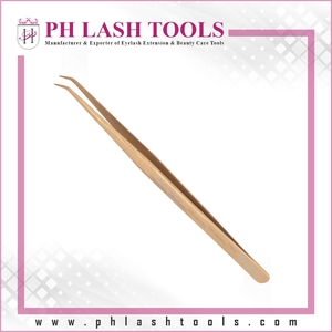 Pinzas doradas de volumen para extensión de pestañas, las mejores pinzas para aislamiento de pestañas, pinzas rectas delgadas de 6mm y 45 grados - Product Image 2