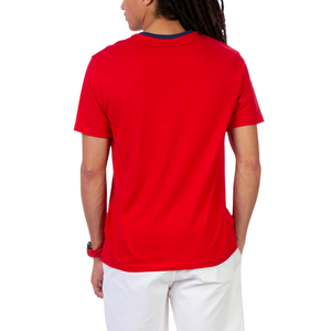 เสื้อยืดลำลองของผู้ชาย,เสื้อยืดคอกลมทรงหลวมขนาดใหญ่พิเศษพิมพ์ลายนูนโลโก้สีตัดกัน - Product Image 4