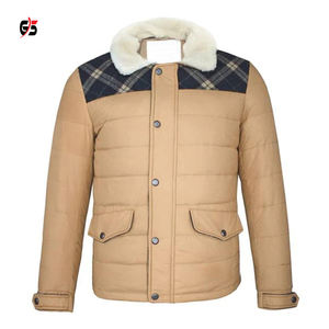New Design Puffer Jacket Turn Down Fur Collar Men's Clothing Single Breasted Closure Custom Logo Print Full Sleeves OEM Product - Product Image 3