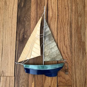 Décoration murale de bateau en métal, voile bleu - Product Image 4