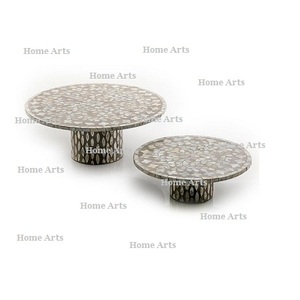 Set Of 2 Wood And MOP Dessert Serving <b>Stand</b> With Greatest Quality Round Shape Chocolates <b>Stand</b> At <b>Cheap</b> Price - Product Image 3