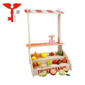 Wooden Toy Fruit Stand Fruit Shop Kitchen Cutting Game Kid Toy