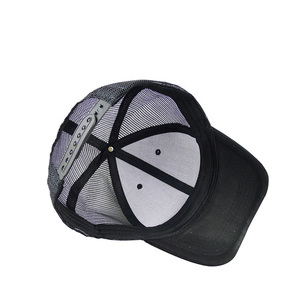 Casquettes de camionneur à 5 panneaux tendance personnalisée Couleur unie Noir Gris Vêtements de tête vierges en tissu durable - Product Image 2