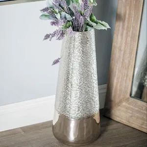 优质金属圆柱形地板花瓶，带玻璃马赛克