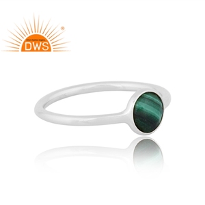 Nouvelle bague empilable en argent sterling fin et malachite naturelle, bijoux tendance, fabricant - Product Image 3