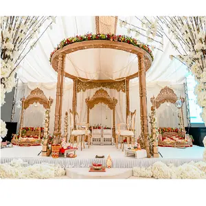 Magnifique décoration de mandap de mariage hindou traditionnel, mandap en bois sculpté pour un événement inspirant, fournitures de mariage indien au Canada - Product Image 1