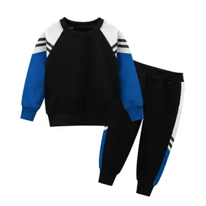 색상 대비 겨울 가을 오목 복장 스웨터 Tracksuit 의류 2 조각 세트 아기 소년