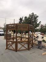 Gazebos d'extérieur Jidar Octagon de haute qualité avec toit en acier, couleur naturelle, montage facile, longue durée de vie, respectueux de l'environnement, fabriqué en Turquie