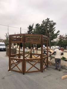 Gazebos extérieurs octogonaux de haute qualité de pin ou de hêtre avec toit ayant une longue durée de vie fabriqués en Turkiye installation écologique - Product Image 4