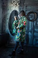 Robe Kimono Vintage de grande qualité pour femme, veste surdimensionnée en coton et soie brodée, manches longues, logo automne,