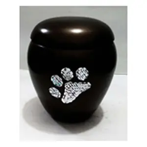Chocolate Crystal Pet Paw Print Tea light Cremation Urn product Best Quality Material Unrs For Human Adult Funeral