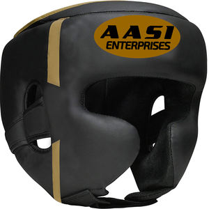 อุปกรณ์ป้องกันศีรษะสำหรับฝึกซ้อมมวย MMA คิกบ็อกซิ่ง คาราเต้ เทควันโด ทำจากหนังเทียม/หนังวัวแท้  สีและโลโก้สั่งทำได้ - Product Image 1