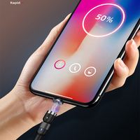 Câble de charge magnétique USB 3-en-1 en nylon tressé rotatif pour iPhone et téléphones Android RSZ1 – Idéal pour le dropshipping