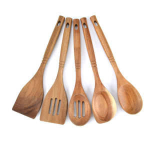 <b>Wooden</b> Serving Spoon Handle Hole Cooking Spatula Spoon Handmade Natural Acacia Wood Spoon for Hot Product - Product Image 4