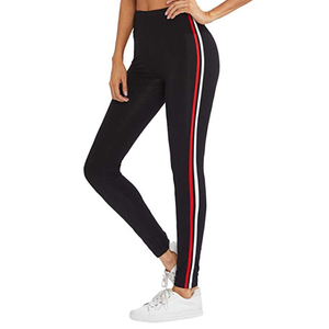 Legging de pantalon slim extensible pour femmes, 92% Polyester 8% Spandex, rayé, Logo personnalisé, de haute qualité, vente en gros - Product Image 2