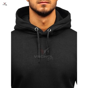 Wholesale Custom 100% Cotton Men's <b>Hoodie</b> High Quality Black Embroidered Blank <b>Plain</b> <b>Hoodies</b> with Anti-Shrink Feature - Product Image 4