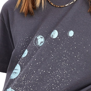 เสื้อยืดคอลเลคชั่นฤดูร้อน ผ้าเดนิมเจอร์ซีย์รักษ์โลก คอทรงโอ แต่งรูและกระดุม 100% ผ้าฝ้าย สำหรับเด็กผู้หญิงและนักเรียน - Product Image 5