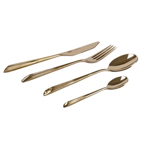New Arrival Personalized Flatware Royal <b>Stainless</b> <b>Steel</b> <b>Cutlery</b> Set Gold Tone Polished Brass Lining End Handle <b>Cutlery</b> Set - Product Image 1