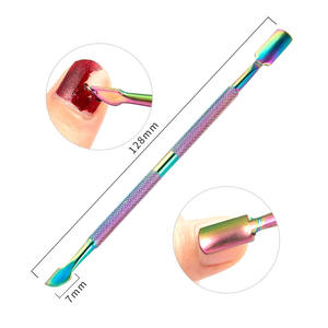 Empujadores de Cutículas de Acero Inoxidable de Doble Cabeza, Removedor de Piel Muerta, Removedor de Esmalte de Uñas para Herramienta de Limpieza de Arte de Uñas - Product Image 3